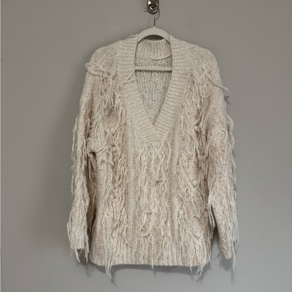 Anthropologie Fringed V-Neck Sweater - Picture 3 of 8